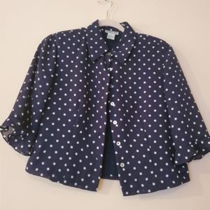 Navy white polka-dot Blouse